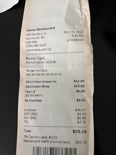 Photo of Homa Grill & Donair - 548 Seymour st Homa resaturant, Vancouver, BC V3B 0A9